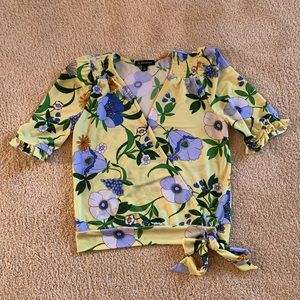 INC Yellow floral top